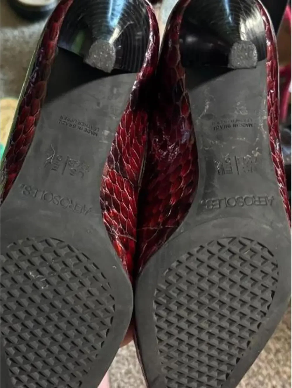 Aerosoles Burgundy snakeskin print leather pumps in US 7.5 #glamour #courts